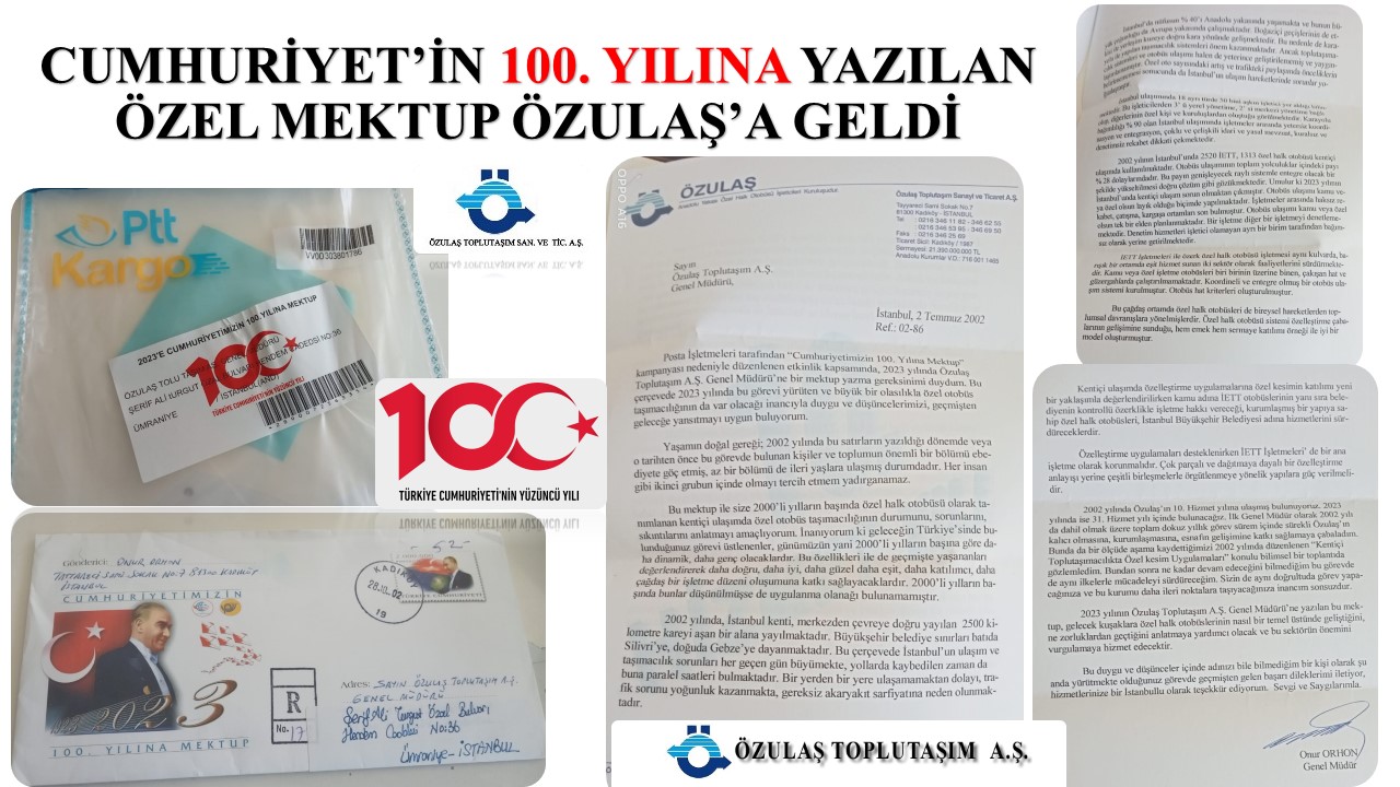 CUMHURYETN 100. YILINA YAZILAN ZEL MEKTUP ZULAޒA GELD